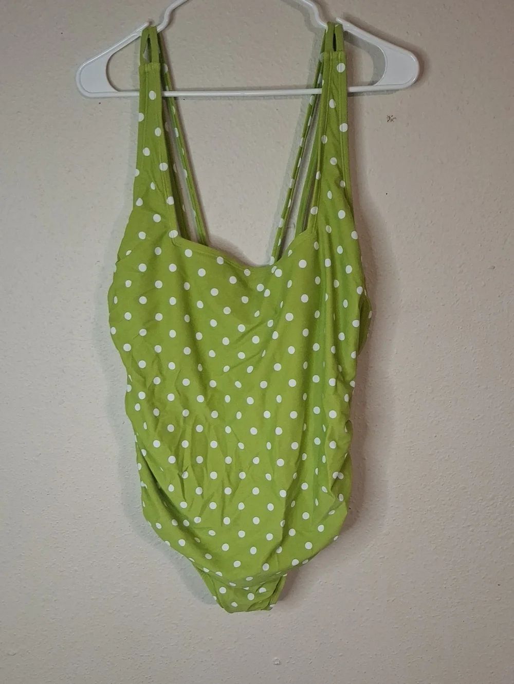 Kona Sol Lime Green Polka Dot One-Piece Swimsuit size XL
